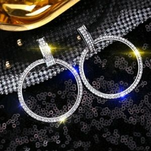 .925 Silver Rhinestone Stud Hoop Earrings